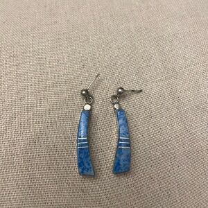 Blue and Silver Dangle Earrings